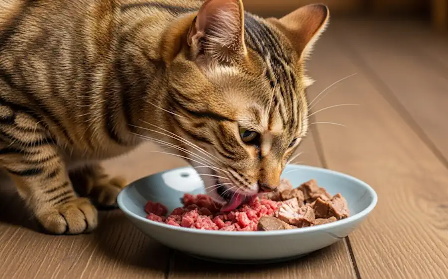 Cat Eating a Meal of Protein