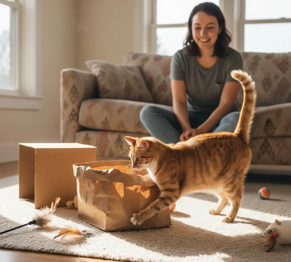 Cat Curious About Toys